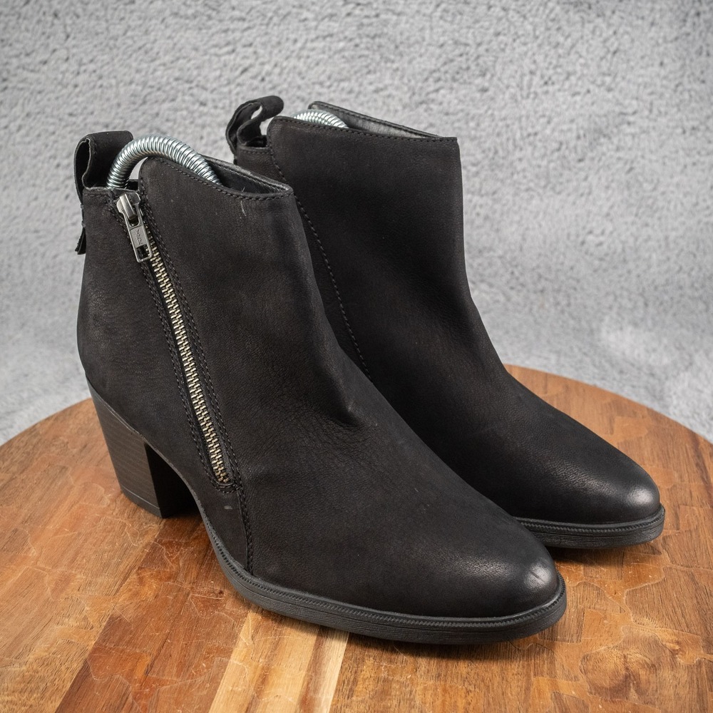 Rockport Womens Maddie‎ Ankle Booties Solid Black Leather Zipper 7.5 M New
